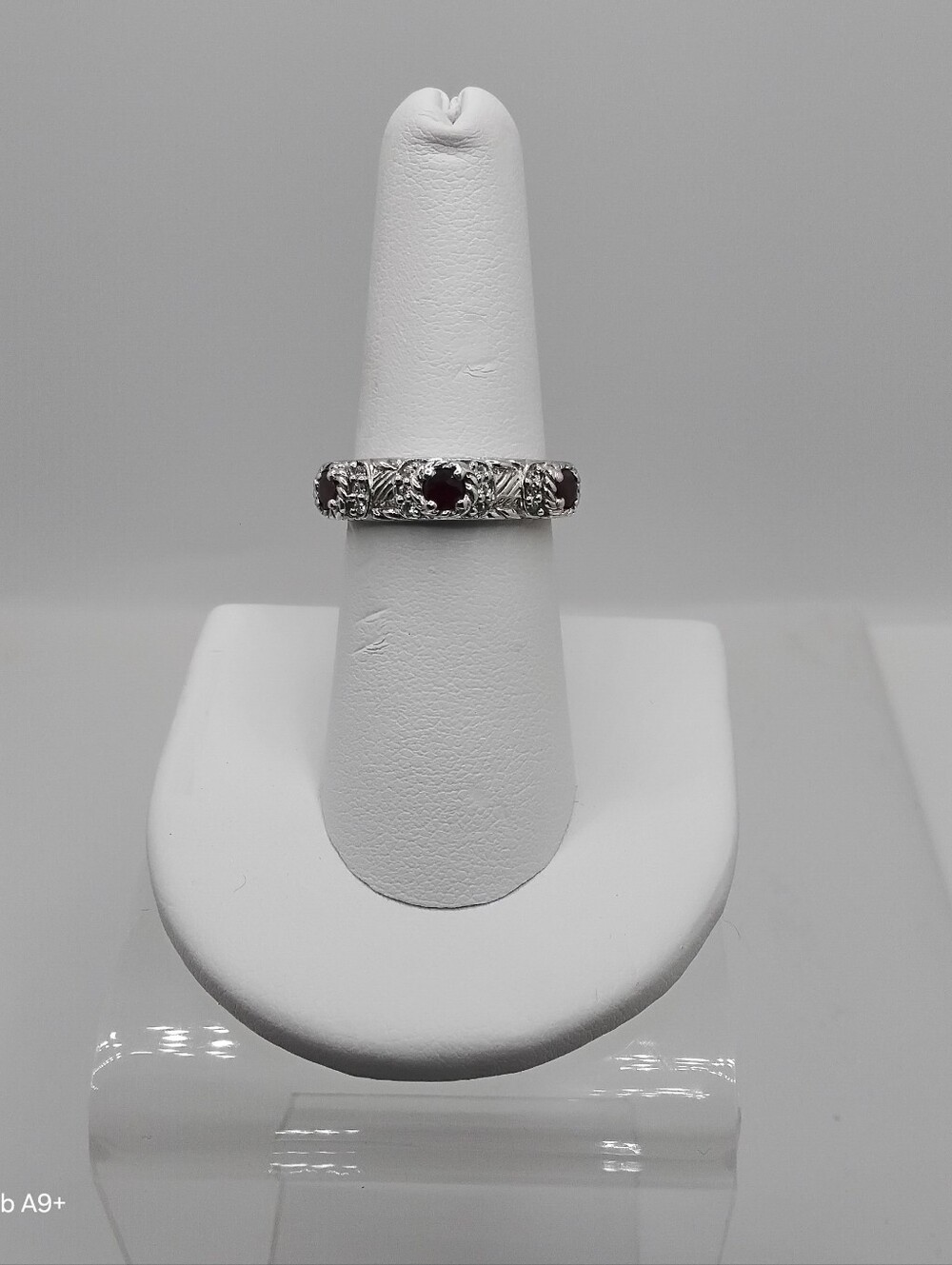 Juduth Ripka Sterling Silver Ruby & CZ Band Ring - Size 7